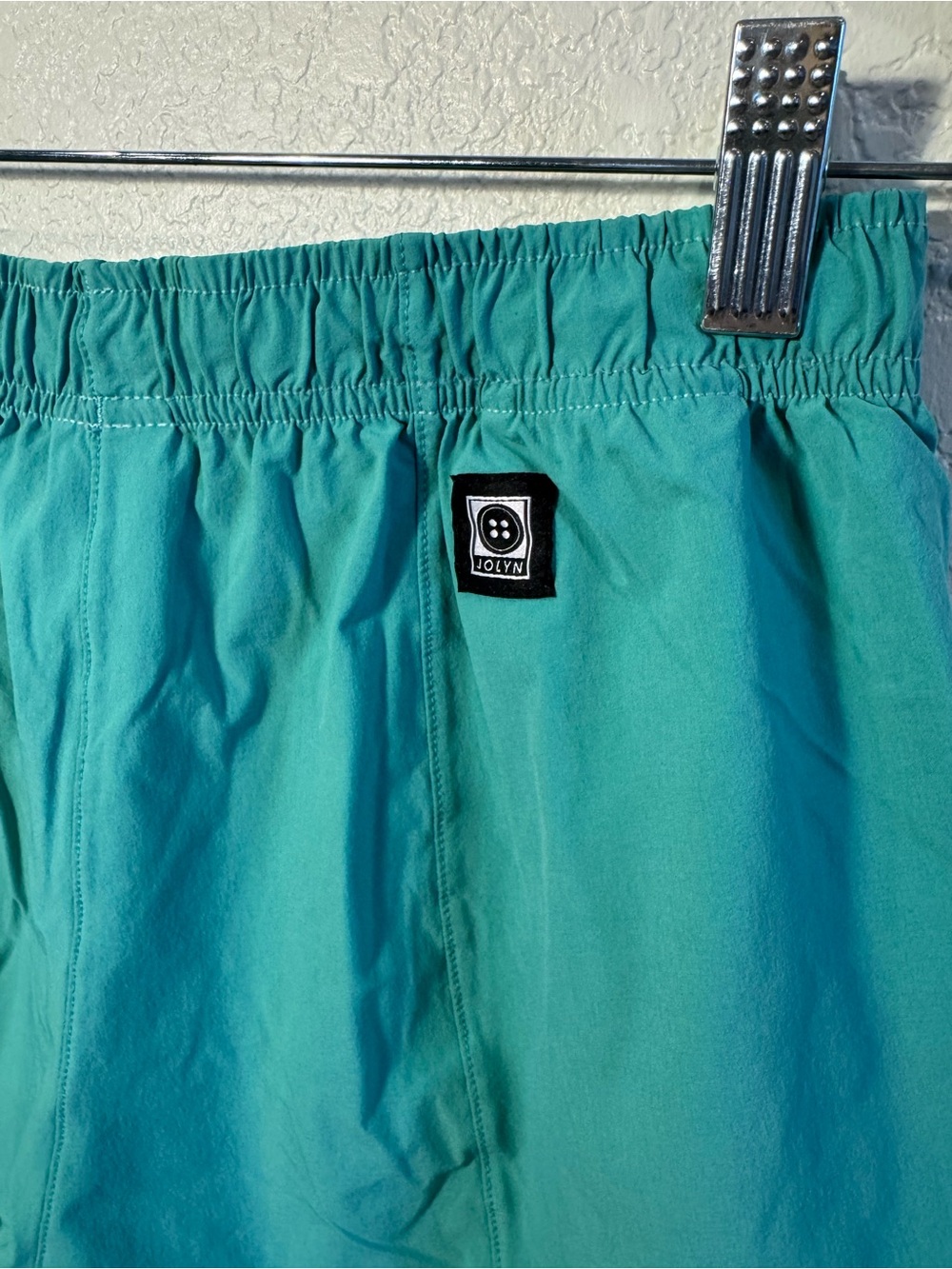 JOLYN Aqua Blue Tie Waist Nylon Quick Dry Dolphin Summer Beach Shorts Size M - Picture 5 of 7